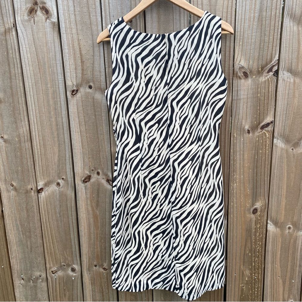 David Warren New York Zebra Print Sheath Dress Size 6 Vintage - Picture 3 of 5